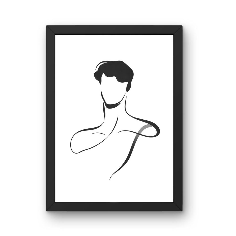 Framed Art Wall Art depicting Masculine Minimalist 30x20 cm which is hanging on the wall