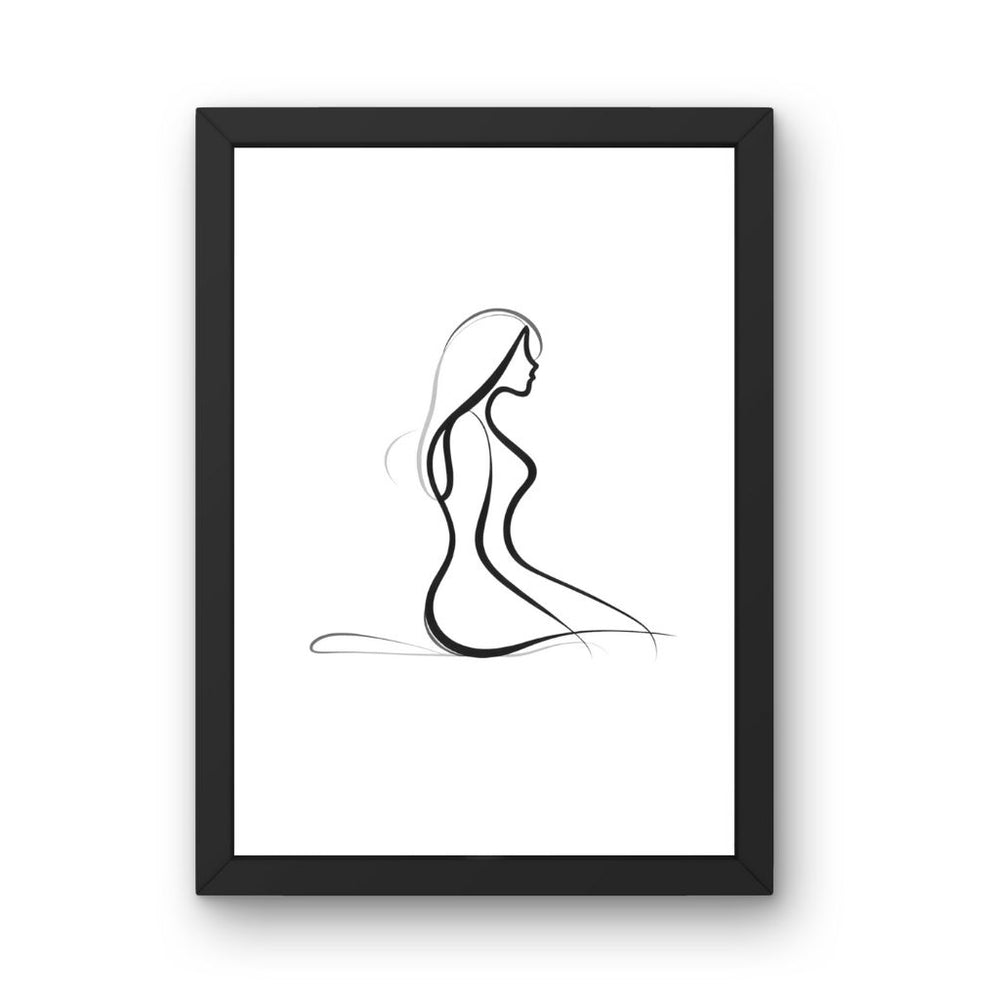 Framed Art Wall Art depicting Sitting Minimalist 30x20 cm which is hanging on the wall