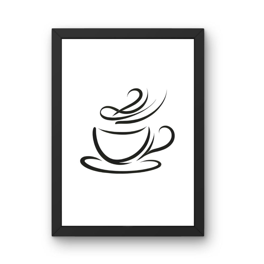 Framed Art Wall Art depicting Coffee Minimalist 30x20 cm which is hanging on the wall