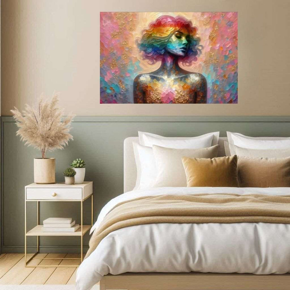 Wood Panel Art Wall Art depicting The Rainbow in Me which is hanging on the wall