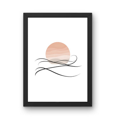 Framed Art Wall Art depicting Sunset Minimalist 30x20 cm which is hanging on the wall