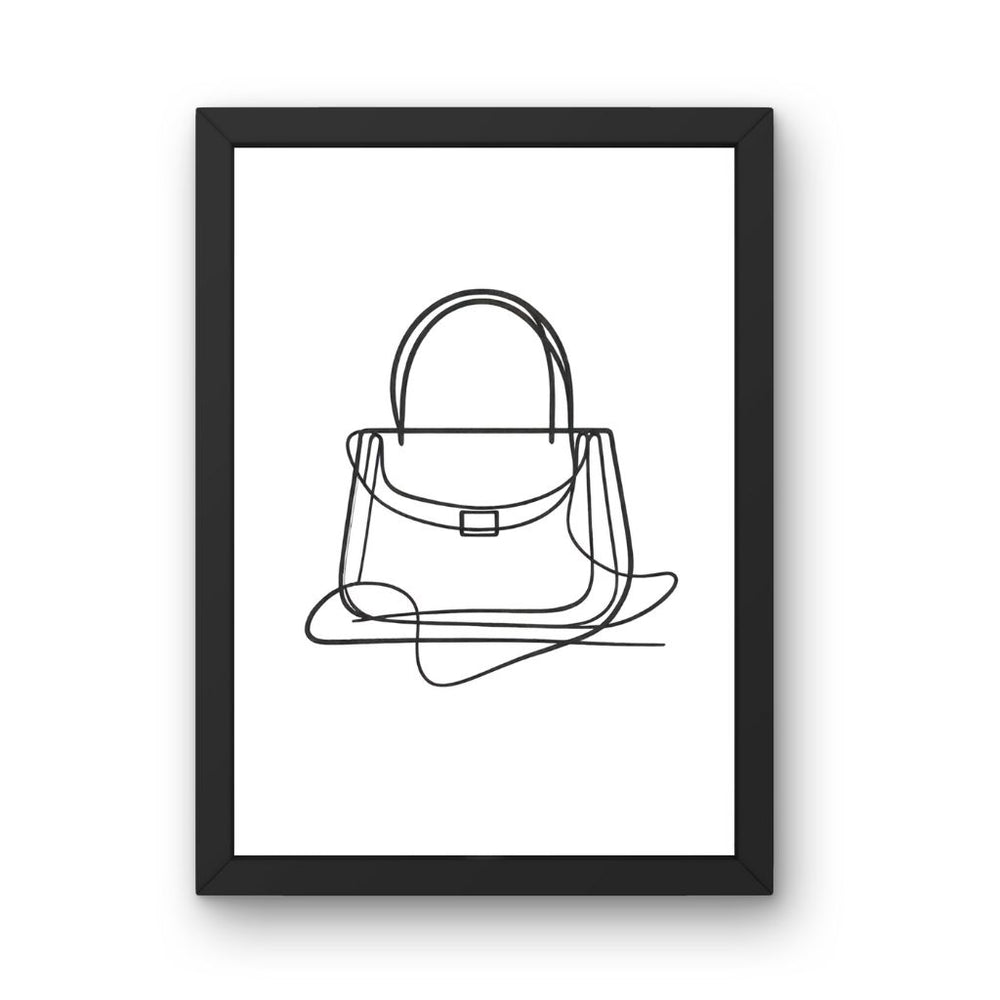 Framed Art Wall Art depicting Handbag Minimalist 30x20 cm which is hanging on the wall