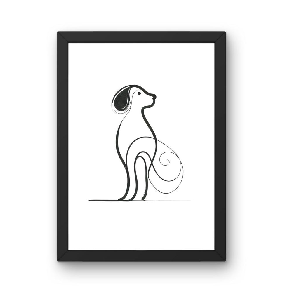 Framed Art Wall Art depicting Dog Minimalist 30x20 cm which is hanging on the wall