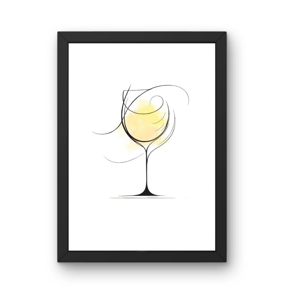 Framed Art Wall Art depicting White Wine Minimalist 30x20 cm which is hanging on the wall