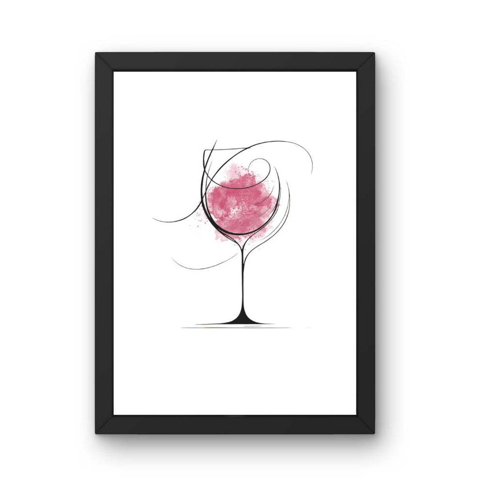 Framed Art Wall Art depicting Red Wine Minimalist 30x20 cm which is hanging on the wall