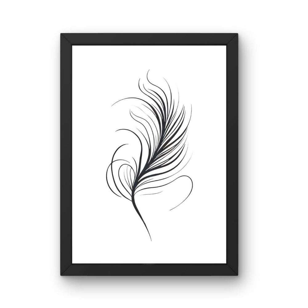 Framed Art Wall Art depicting Feather Minimalist 30x20 cm which is hanging on the wall