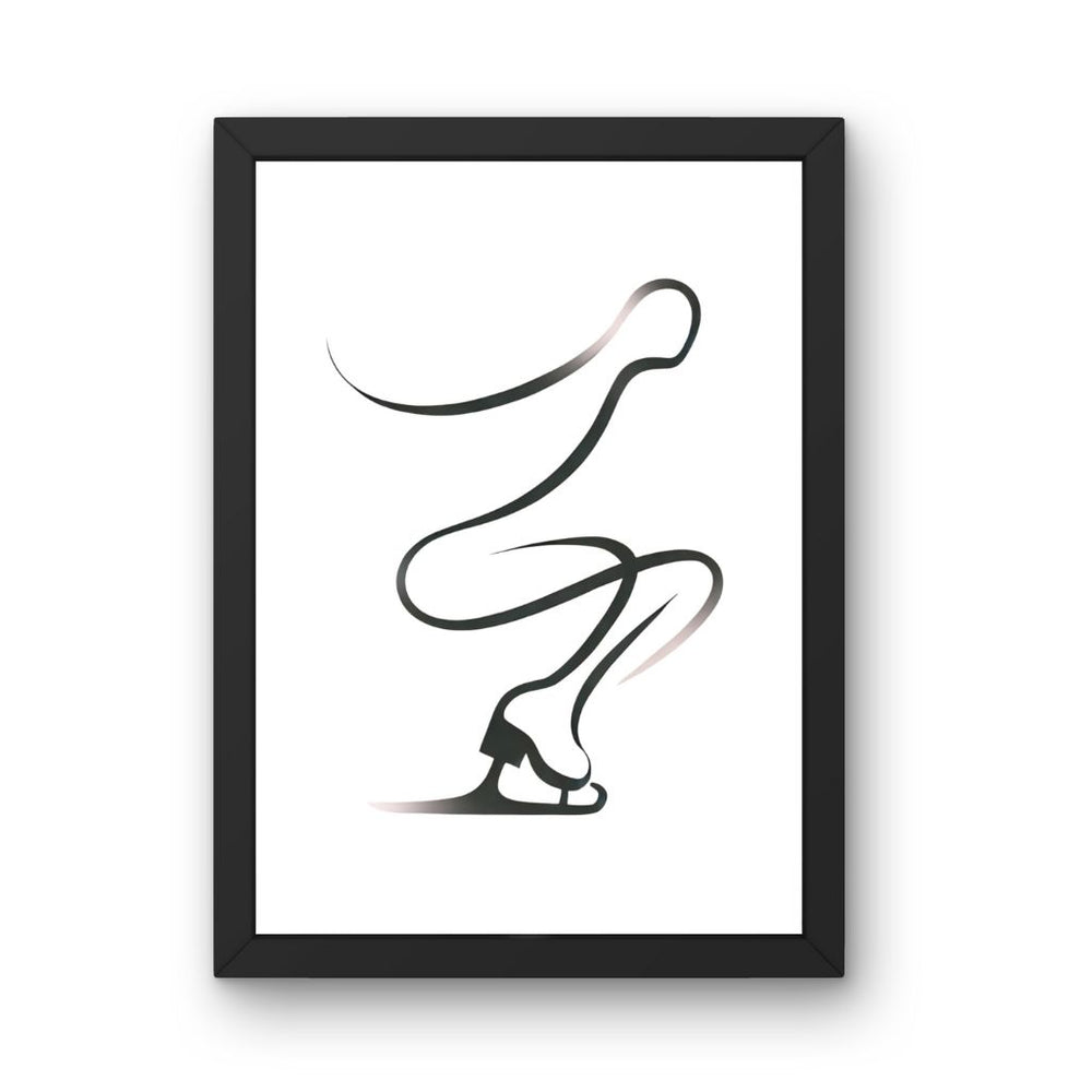 Framed Art Wall Art depicting Ice Skating Minimalist 30x20 cm which is hanging on the wall