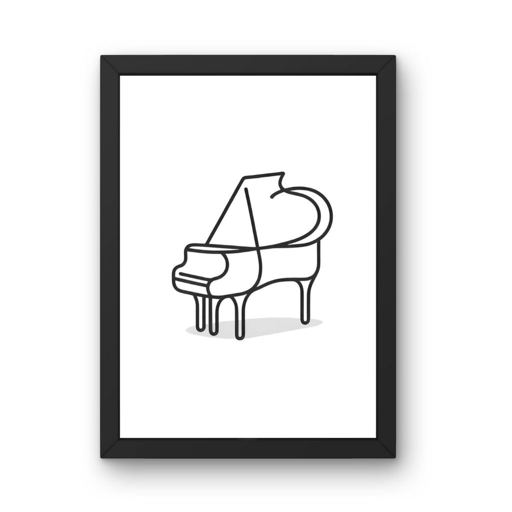 Framed Art Wall Art depicting Piano Minimalist 30x20 cm which is hanging on the wall