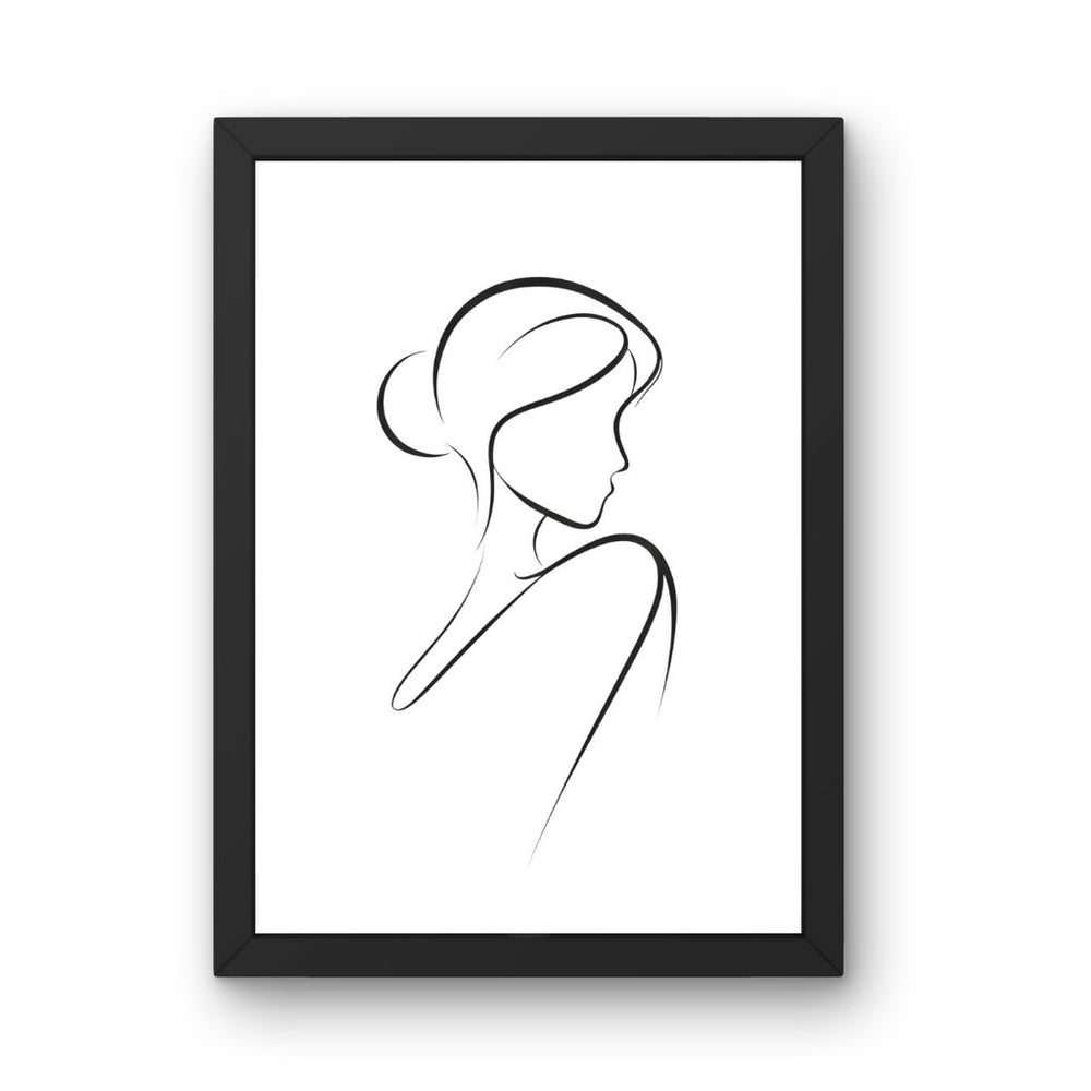 Framed Art Wall Art depicting Lady Minimalist 30x20 cm which is hanging on the wall