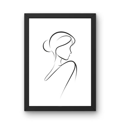 Framed Art Wall Art depicting Lady Minimalist 30x20 cm which is hanging on the wall