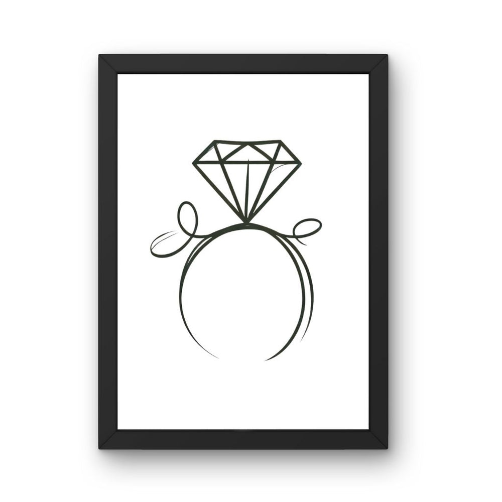 Framed Art Wall Art depicting Diamond Ring Minimalist 30x20 cm which is hanging on the wall