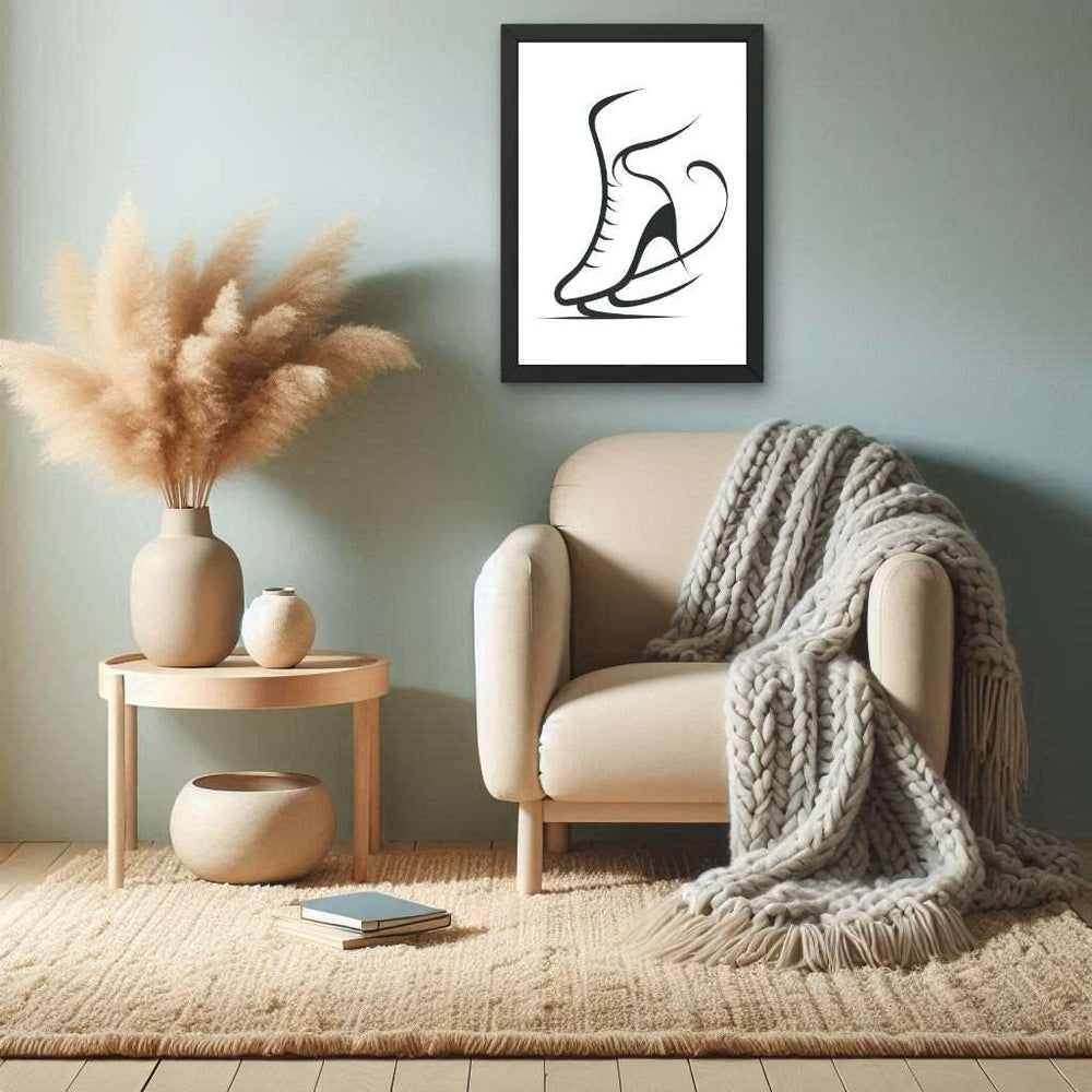 Framed Art Wall Art depicting Pirouette Minimalist which is hanging on the wall