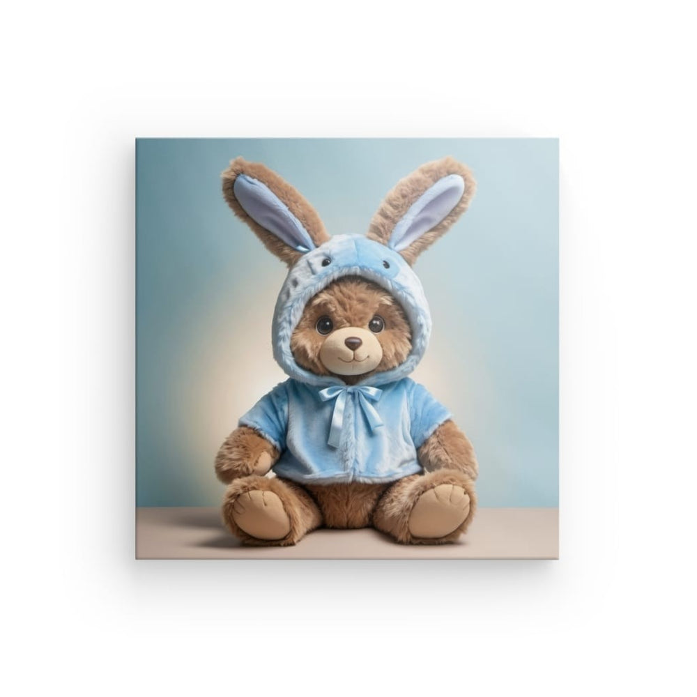 Canvas Wall Art depicting My Favorite Teddy Blue which is hanging on the wall