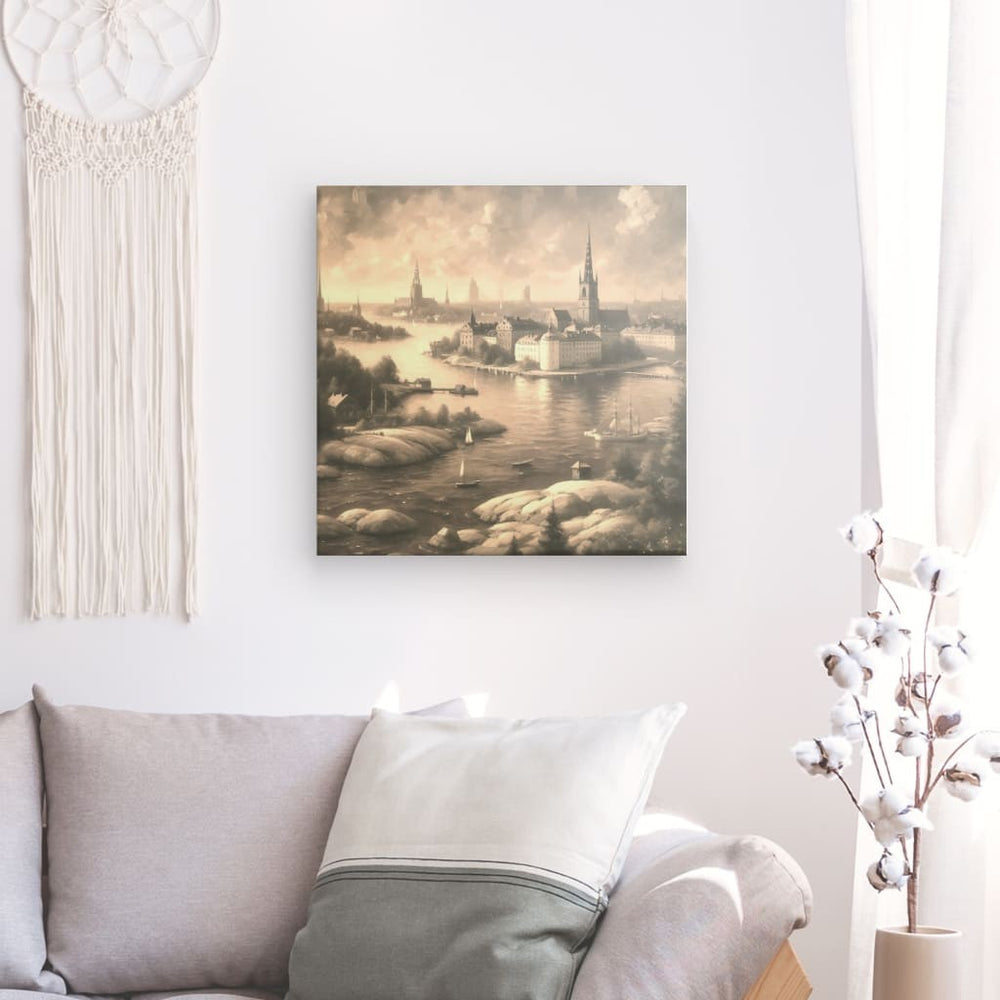 Canvas Wall Art depicting Swedish Archipelago No.3 80x80 cm which is hanging on the wall