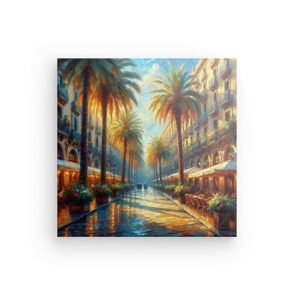 Canvas Wall Art depicting Palms Avenue which is hanging on the wall