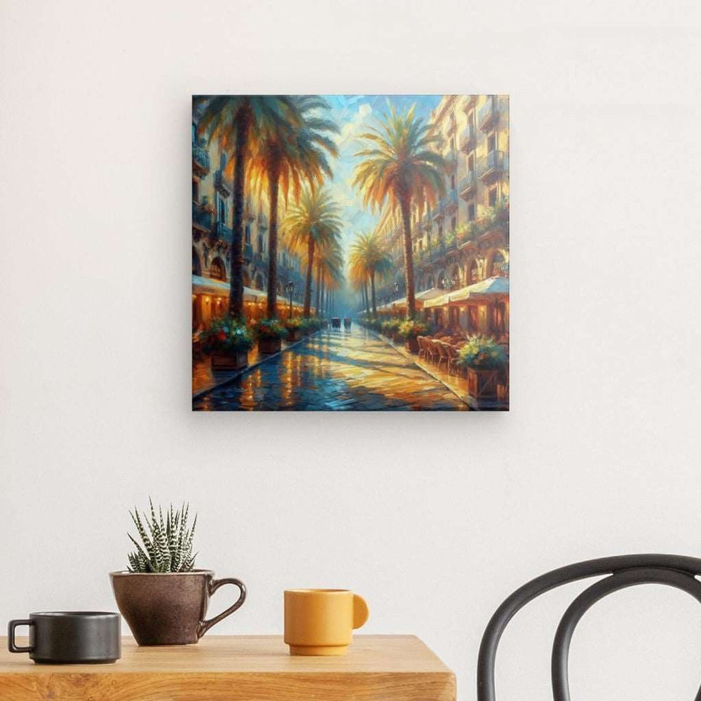 Canvas Wall Art depicting Palms Avenue 40x40 cm which is hanging on the wall