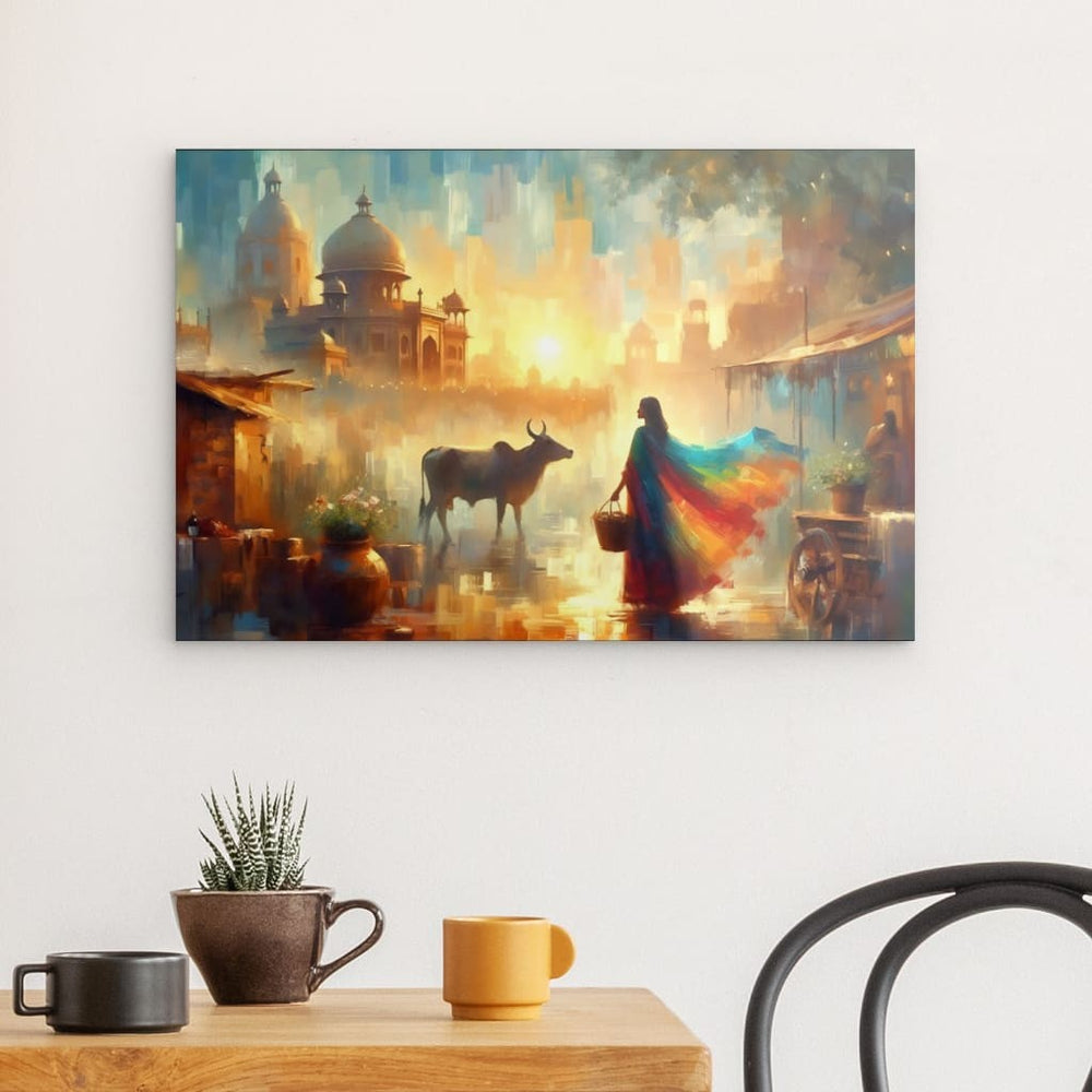 Acrylic Glass Wall Art depicting Indian Encounter 60 x 40 cm which is hanging on the wall