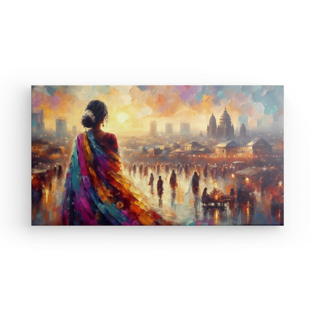 XL Canvas Wall Art depicting Vibrant India which is hanging on the wall