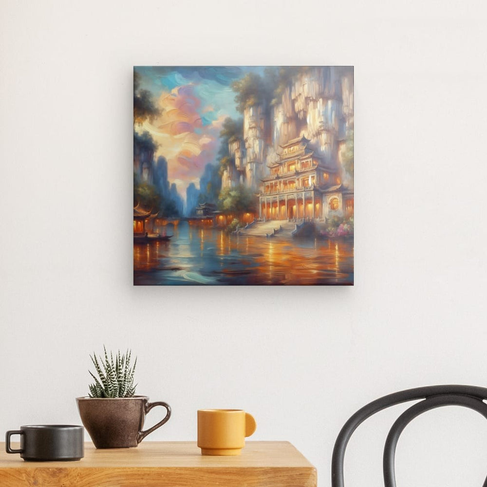 Canvas Wall Art depicting Longmen Caves 40x40 cm which is hanging on the wall