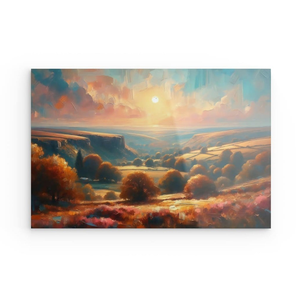 Acrylic Glass Wall Art depicting Sunset View which is hanging on the wall