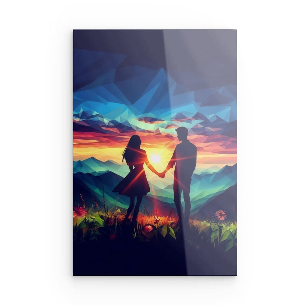 Acrylic Glass Wall Art depicting Evening Romance which is hanging on the wall