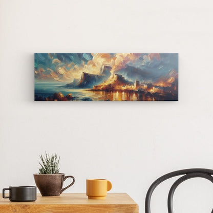 XL Canvas Wall Art depicting Coastal City Mist 60x20 cm which is hanging on the wall