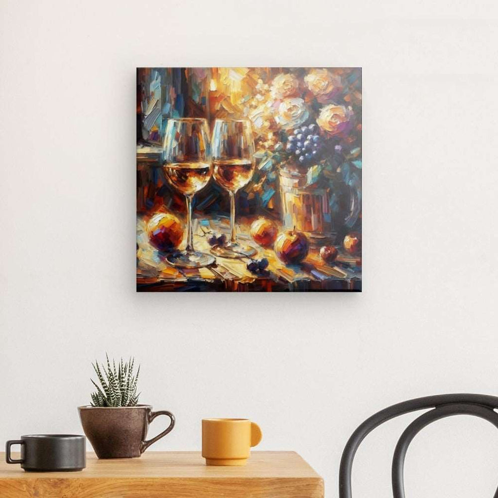 Canvas Wall Art depicting That Rosé Kind of Evening 40x40 cm which is hanging on the wall