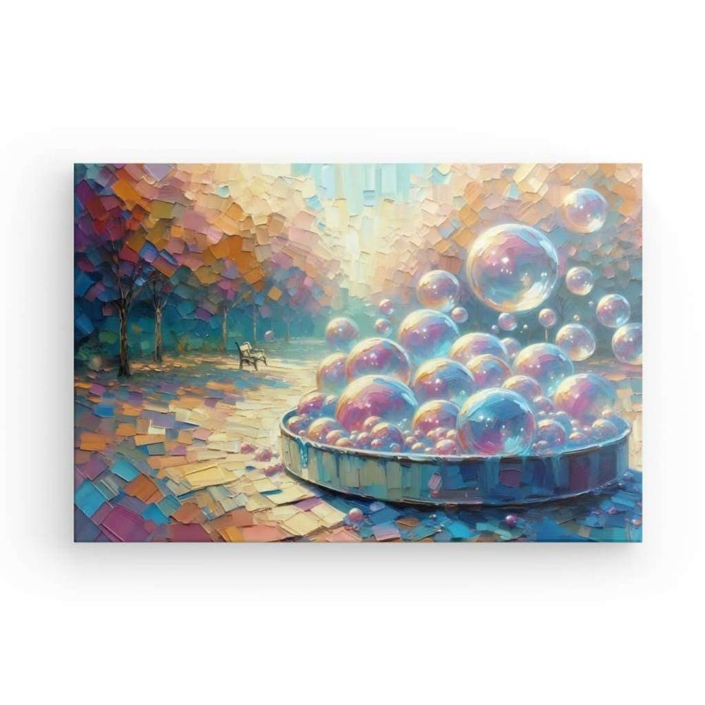 XL Canvas Wall Art depicting Bubble Bath which is hanging on the wall