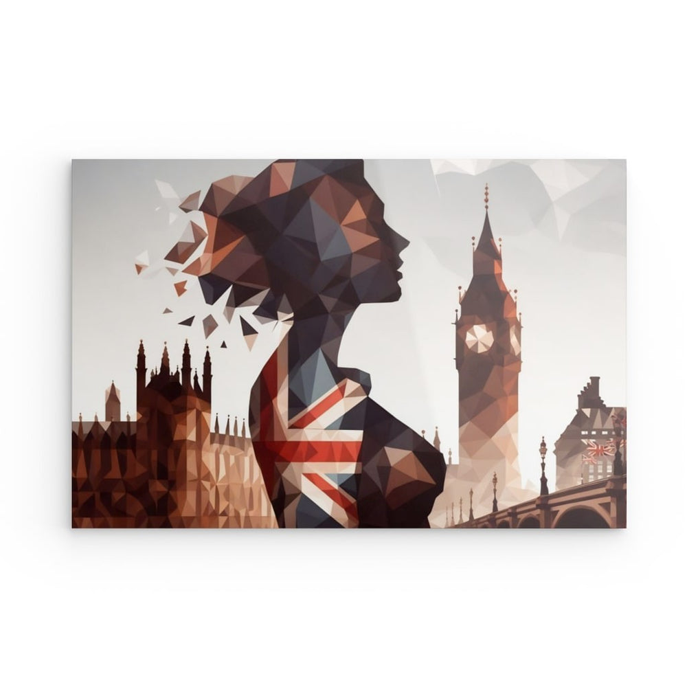 Acrylic Glass Wall Art depicting London Lass which is hanging on the wall