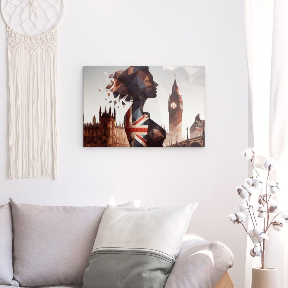 Acrylic Glass Wall Art depicting London Lass 90 x 60 cm which is hanging on the wall