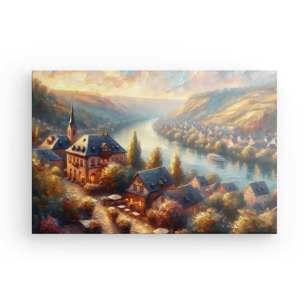 Canvas Wall Art depicting Mosel Valley which is hanging on the wall