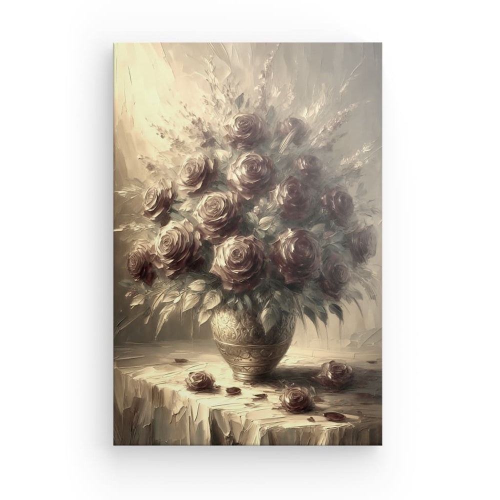 Canvas Wall Art depicting Vintage Roses which is hanging on the wall