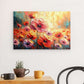 Metal Panel Art Wall Art depicting Popping Poppies 60 x 40 cm which is hanging on the wall