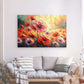 Metal Panel Art Wall Art depicting Popping Poppies 150 x 100 cm which is hanging on the wall