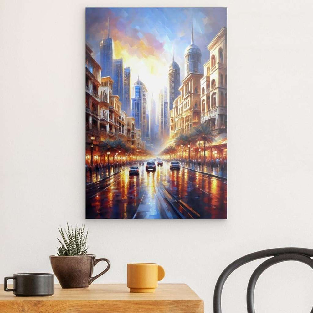 Metal Panel Art Wall Art depicting That Dubai Vibe 60 x 40 cm which is hanging on the wall