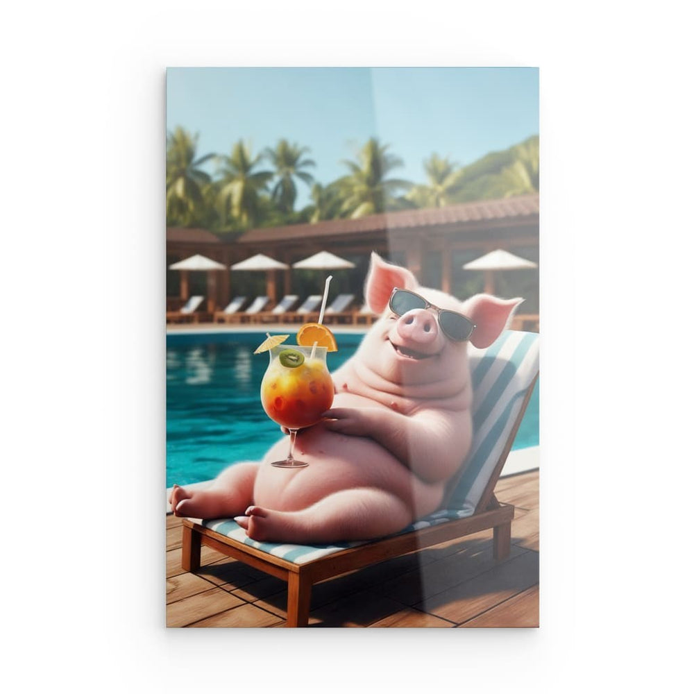 Acrylic Glass Wall Art depicting Life at the Pool which is hanging on the wall