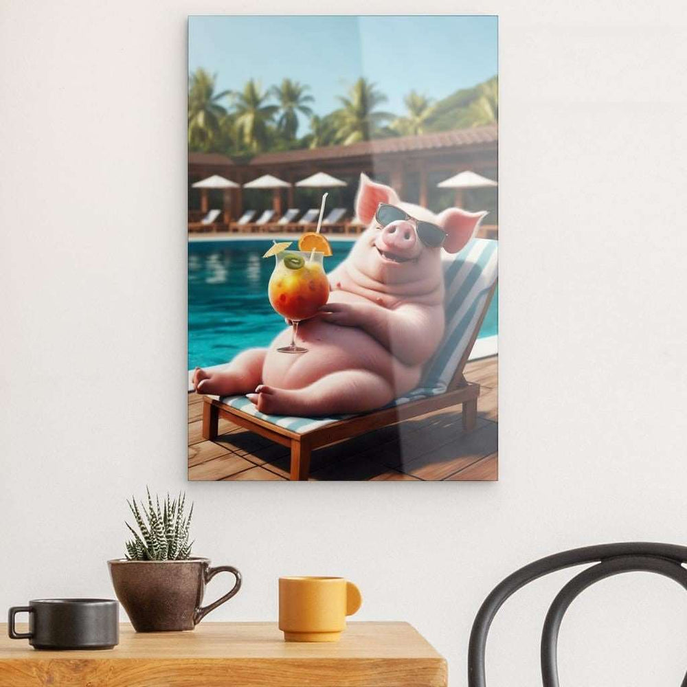 Acrylic Glass Wall Art depicting Life at the Pool 60 x 40 cm which is hanging on the wall