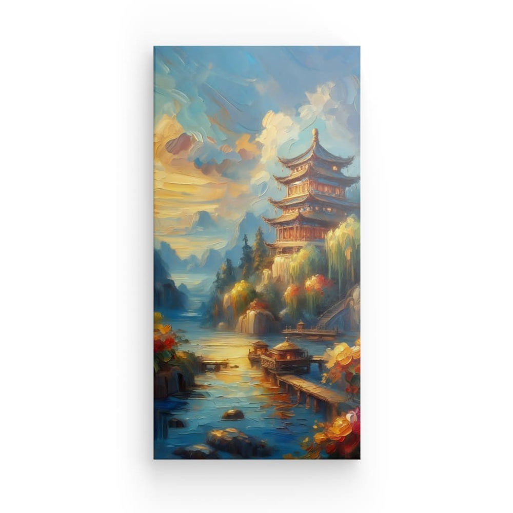 Canvas Wall Art depicting Temple Pavilion which is hanging on the wall