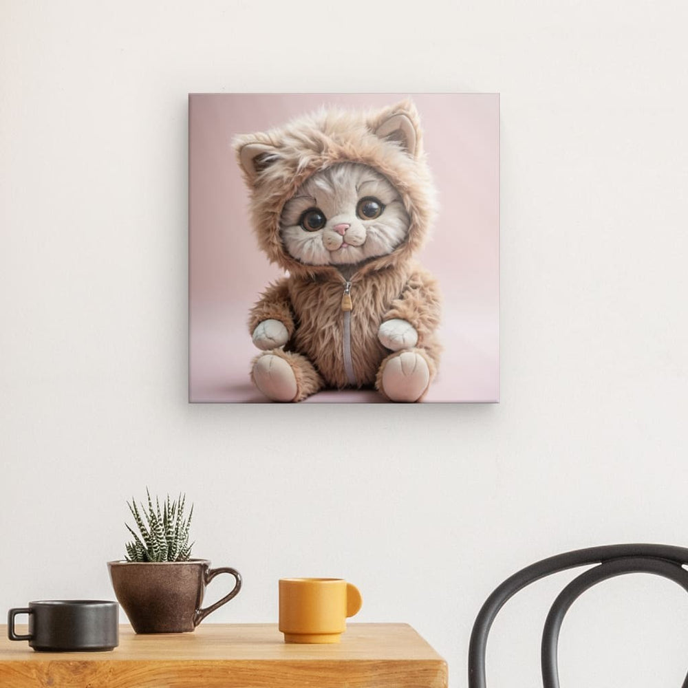 Canvas Wall Art depicting Kitten Cuddles 40x40 cm which is hanging on the wall