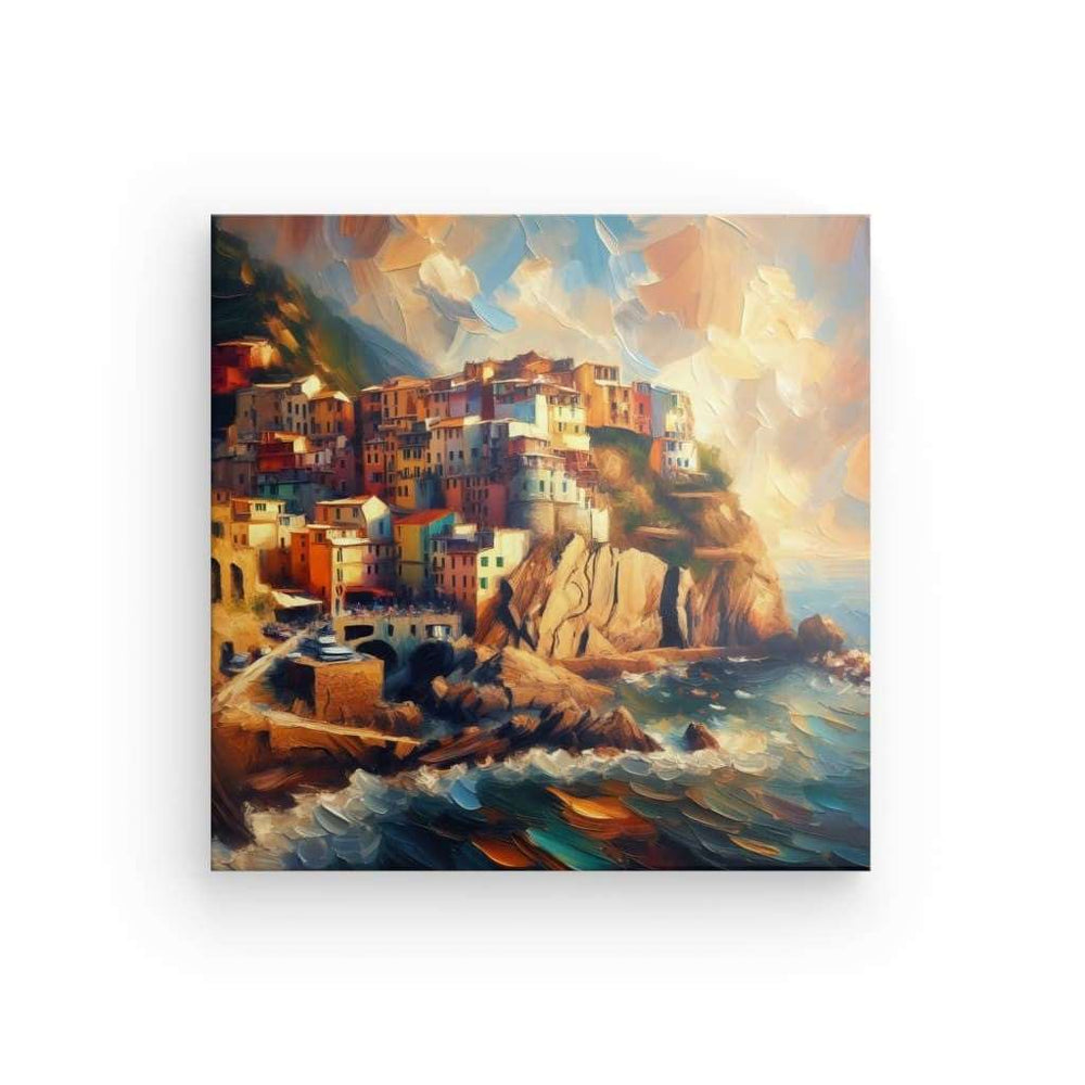 Canvas Wall Art depicting Cinque Terre which is hanging on the wall