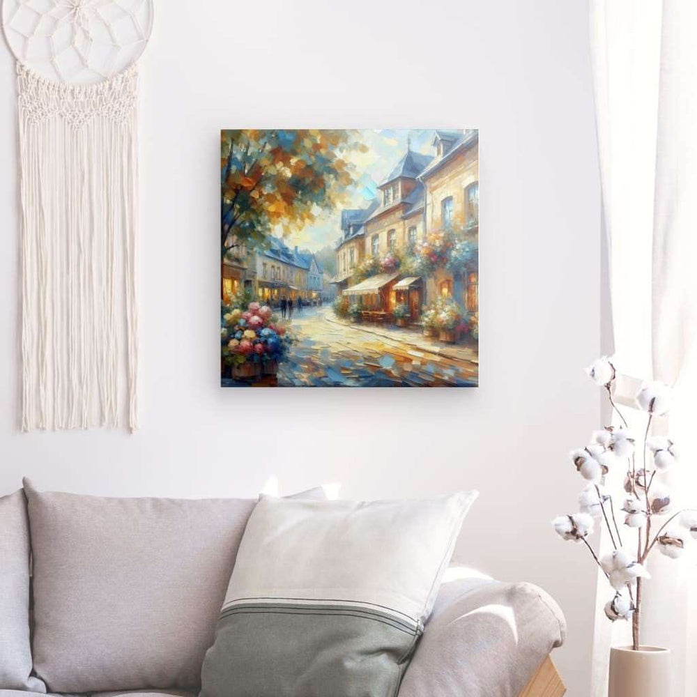 Canvas Wall Art depicting Delft by Day 80x80 cm which is hanging on the wall