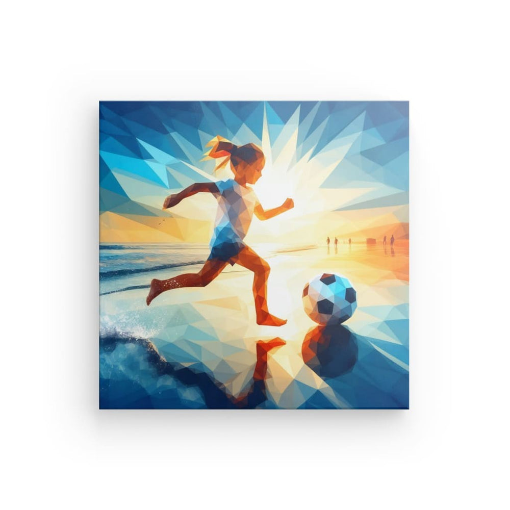 Canvas Wall Art depicting Girl's Football which is hanging on the wall