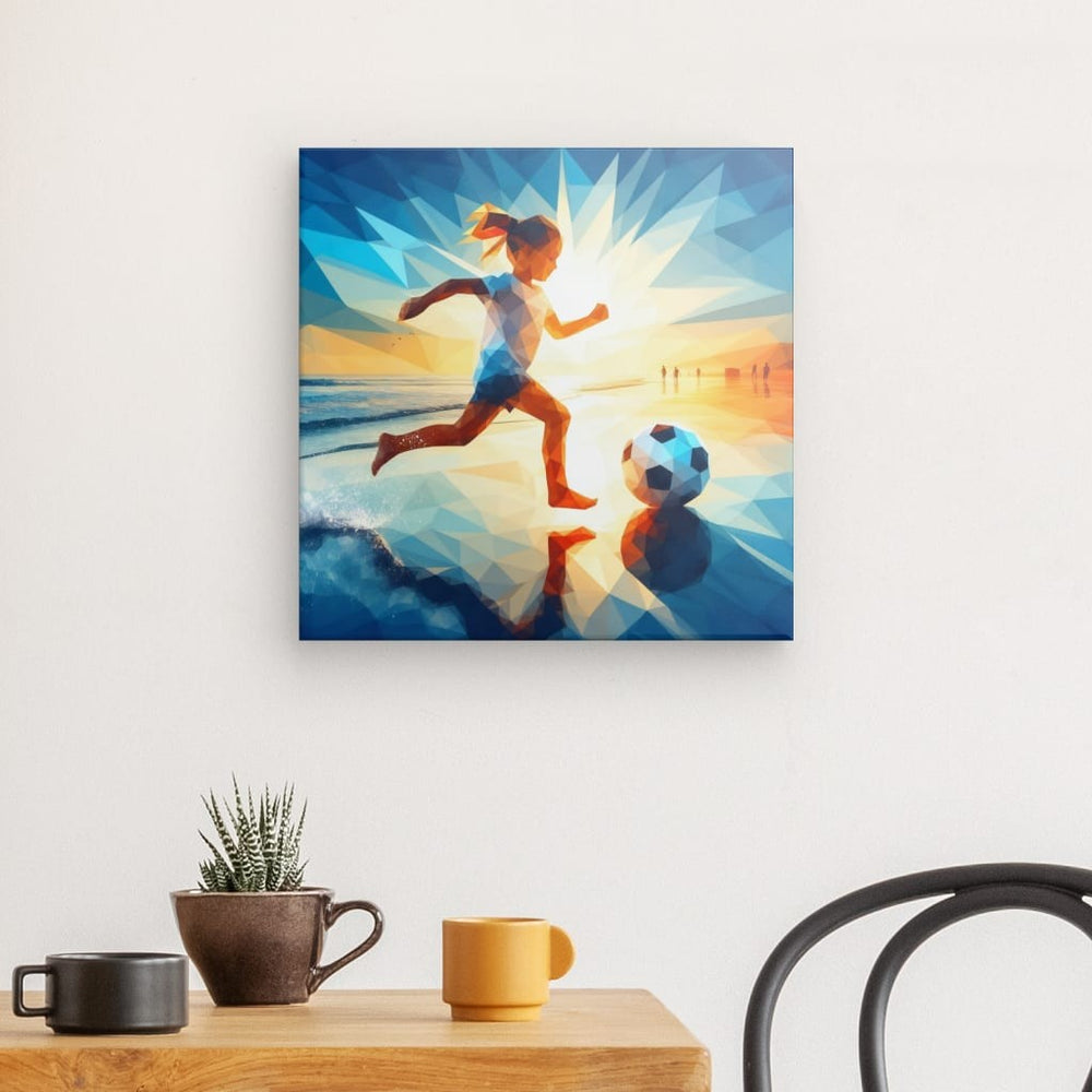 Canvas Wall Art depicting Girl's Football 40x40 cm which is hanging on the wall