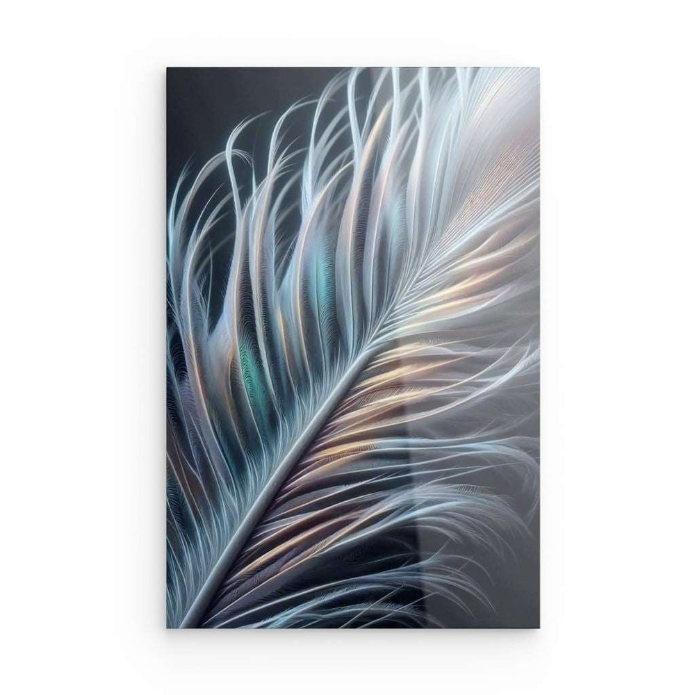 Acrylic Glass Wall Art depicting Featherlight which is hanging on the wall