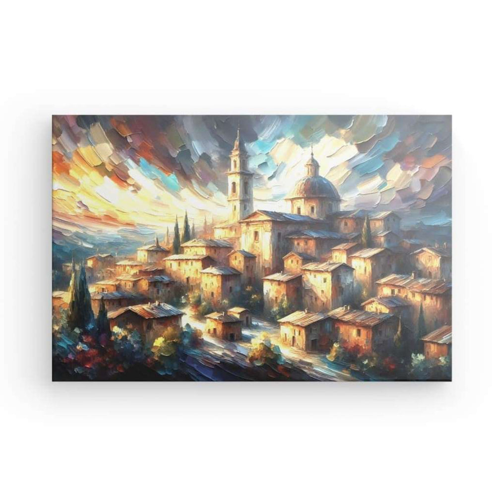 Canvas Wall Art depicting Dolomite Village which is hanging on the wall