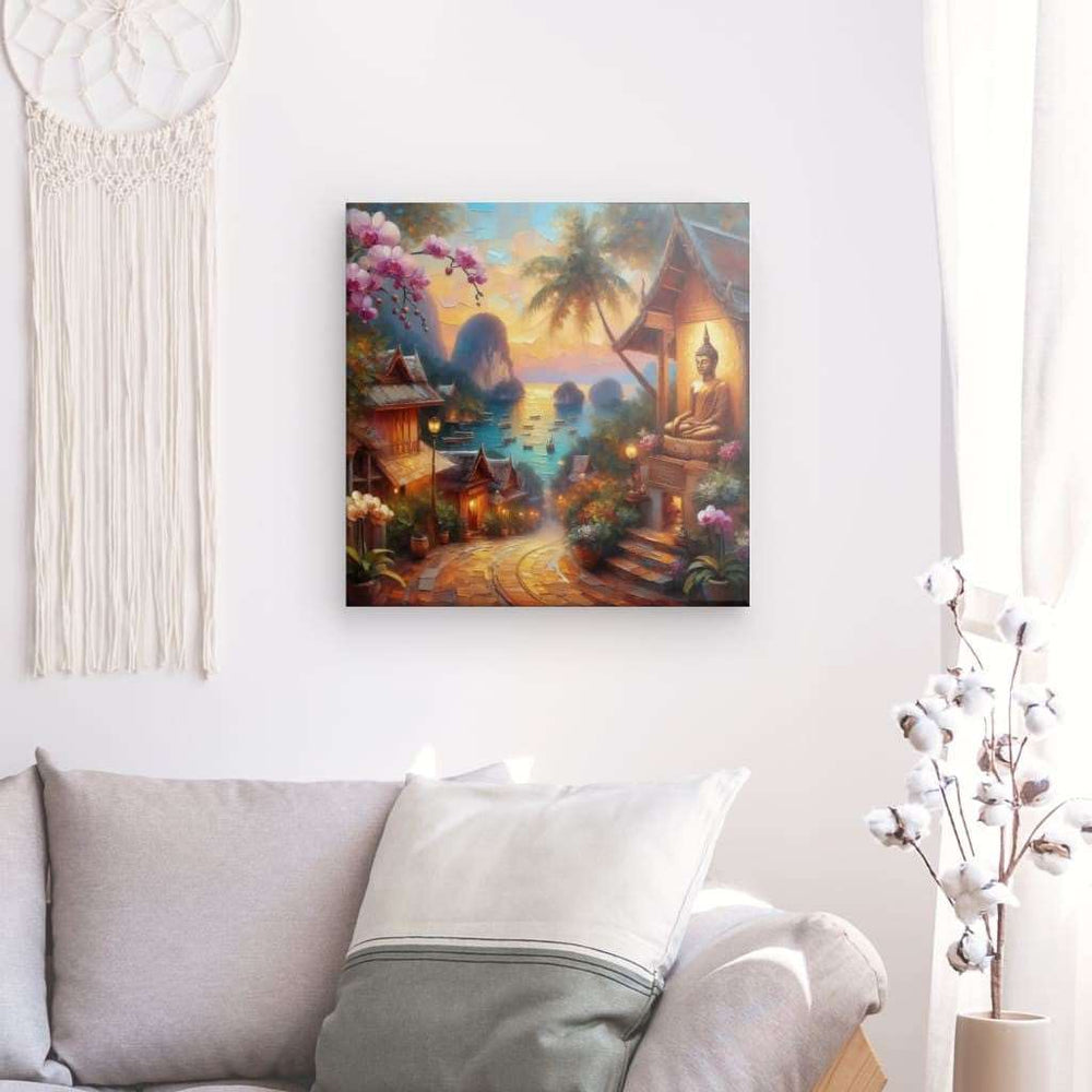 Canvas Wall Art depicting Streets of Thailand 80x80 cm which is hanging on the wall