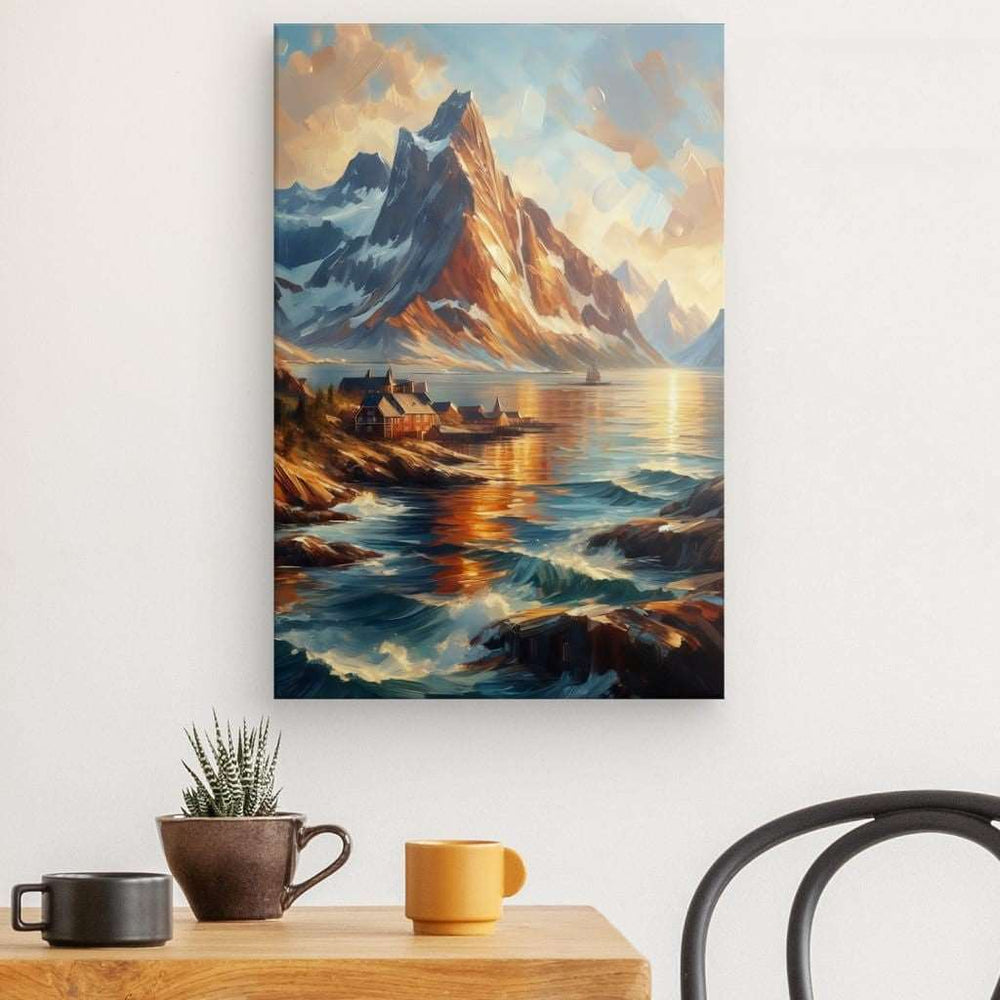 Canvas Wall Art depicting Magnificent Lofoten 60x40 cm which is hanging on the wall