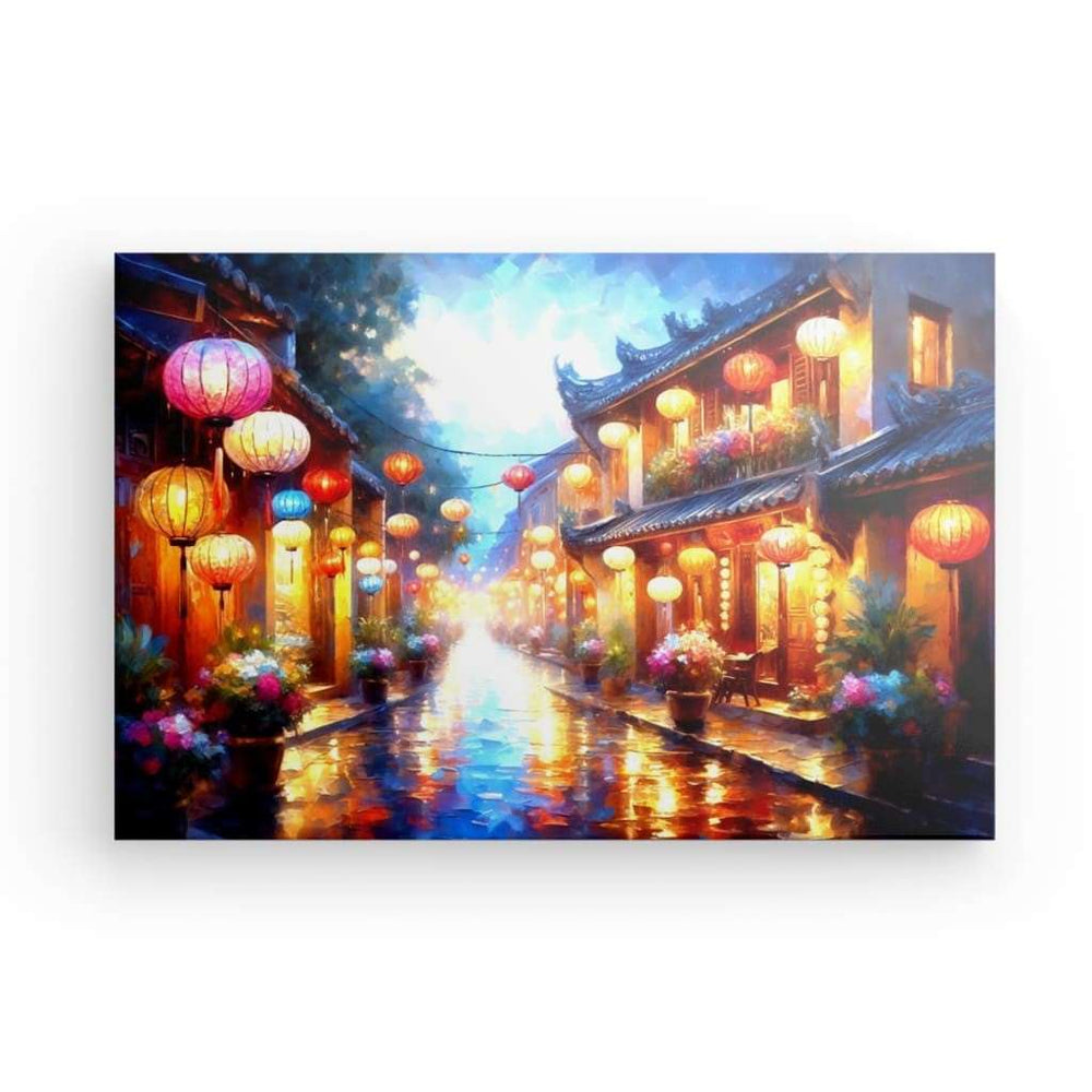 Canvas Wall Art depicting Lanterns of Vietnam which is hanging on the wall