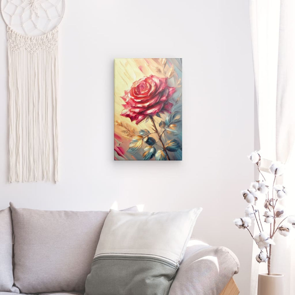 Canvas Wall Art depicting The Rose 75x50 cm which is hanging on the wall