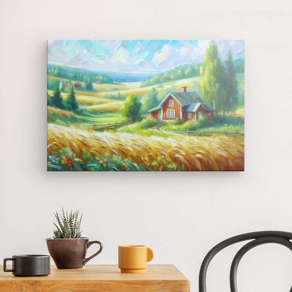 Canvas Wall Art depicting Swedish Countryside 60x40 cm which is hanging on the wall